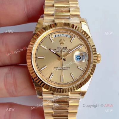 Noob Factory V3 Version - Yellow Gold Presidential Rolex 41mm Daydate Swiss Replica Watch